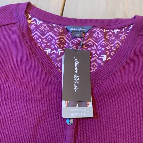 Eddie Bauer Purple Thermal Henley Top in Large - Picture 6 of 11